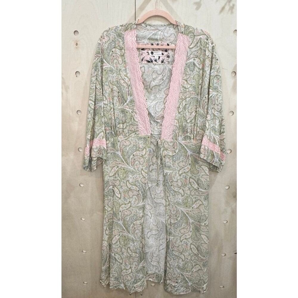 Anthropologie Green and Pink Paisley Robe - Picture 15 of 15